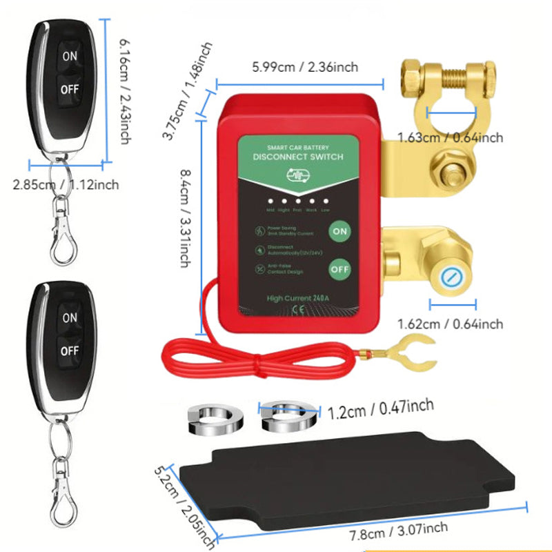 🚗⚡Távirányítású 12V/24V-os autóakkumulátor-leválasztó kapcsoló🔋