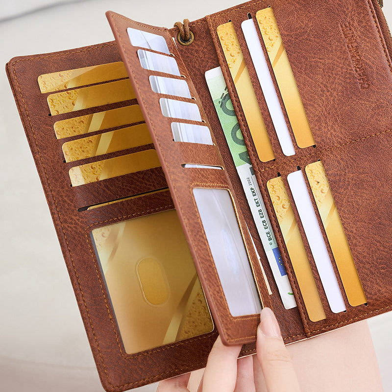 👛Retro stílusú, RFID-blokkolós, háromrészes női pénztárca