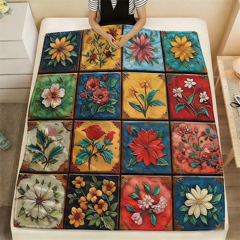 🌼 Kényelmes és puha flanel takaró virágmintával 🛋️💐