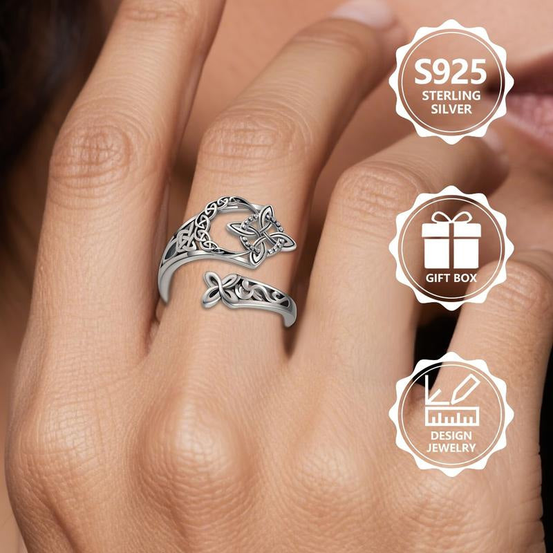 Nyitott kelta mintás gyűrű, 925 ezüstből