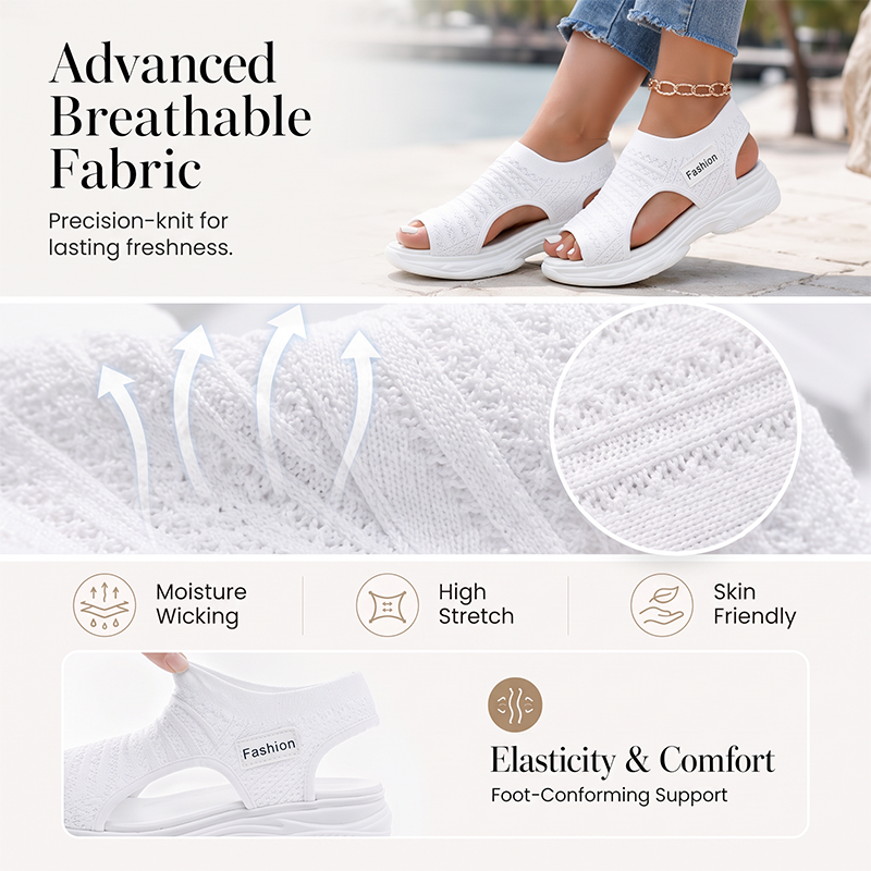 👡Női szandálok 4,5 cm-es platformmal és kötött anyaggal - 2 színben, 35-42-es méretben